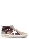 Golden Goose Deluxe Brand Women Mid Star Classic High-top Suede Sneakers With Glitter Inserts In Burgundy