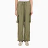 GOLDEN GOOSE WOMEN'S MILITARY GREEN CARGO TROUSERS IN VISCOSE