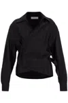 Golden Goose Striped Collared Wrap Top In Black