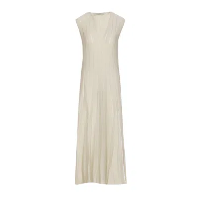 Golden Goose Womens Baby Blue Dress With Vertical Striped Pattern In White