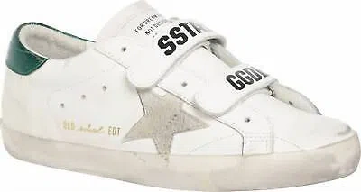 Pre-owned Golden Goose Women's Old School Sneakers In White, Ice, & Emerald Green - Size