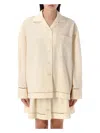 Golden Goose Texture Stripe Oversize Button-up Shirt In Cream