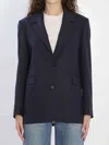 Golden Goose Single-breasted Pin Stripes Blazer In Blue