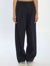 Golden Goose Sartorial Pleated Flavia Pants In Pinstripe Fabric In Blue