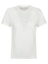 Golden Goose Viscose Blend T-shirt With Ribbed Crew Neck And Front Print In White