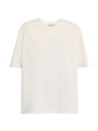 Golden Goose Star T-shirt With Rhinestone And Logo Print On The Back In Neutral