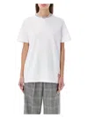Golden Goose White Crewneck T-shirt With Rhinestone Embellishments On The Collar And Logo Detail On The Rear In White