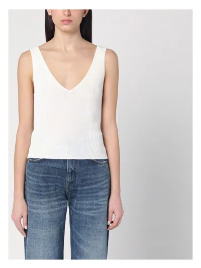 GOLDEN GOOSE WOMEN'S RIBBED IVORY TANK TOP