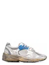 Golden Goose Women Running Dad Net And Laminated Upper Leather Star Laminated Spur Distressed In Metallic