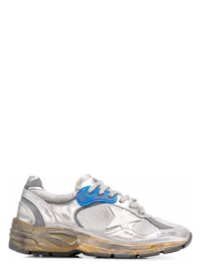 GOLDEN GOOSE WOMEN'S RUNNING DAD NET AND LAMINATED UPPER LEATHER STAR LAMINATED SPUR DISTRESSED SNEAKER