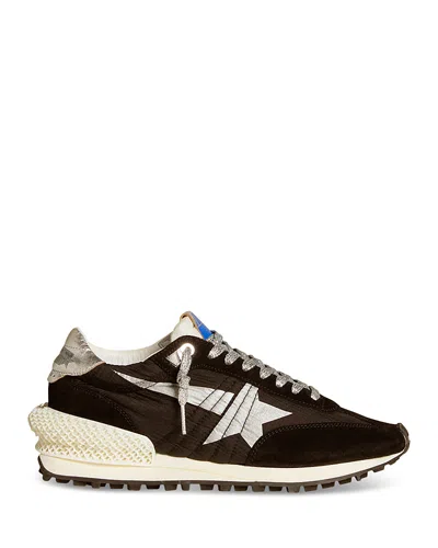 Golden Goose Running Marathon Leather-trimmed Shell Sneakers In Black