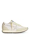 Golden Goose Running Sole Mixed Leather Nylon Sneakers In White / Gray