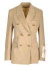 Golden Goose Womens Double-breasted Blazer In Sand With Gold Heraldic Buttons