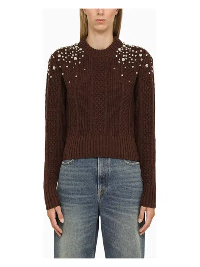 GOLDEN GOOSE WOMEN'S SASSAFRAS WOOL SWEATER WITH RHINESTONES