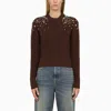Golden Goose Sassafras Wool Sweater With Rhinestones In Brown