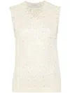 Golden Goose Knitted Vest With Sequins Embell In Metallic