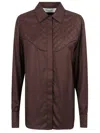 Golden Goose Viscose Shirt With Quilted Details In Brown