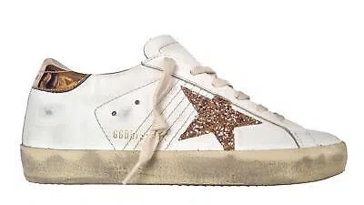 Pre-owned Golden Goose Women's Shoes Glitter Sneaker Superstar 11705 White And Bronze