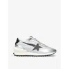 Golden Goose Marathon Running Sneakers In Laminated Leather In Silver Com