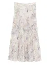 Golden Goose Sequin-embellished Pleated Midi Skirt With Floral Print In Neutral