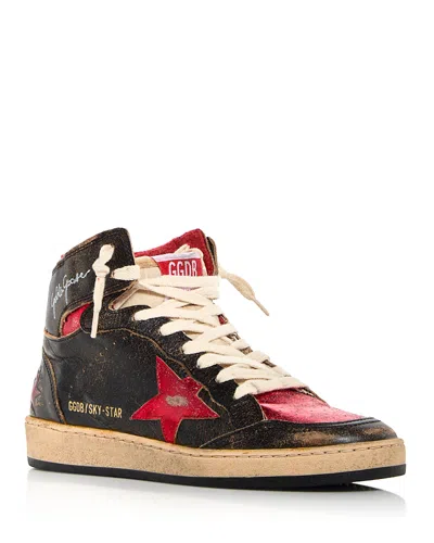 Golden Goose Women's Sky-star High Top Sneakers In Black/red