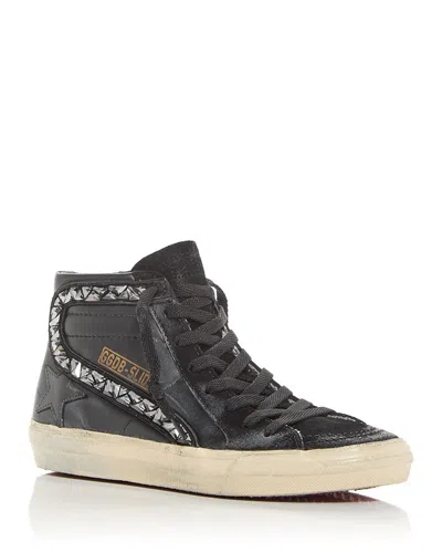 Golden Goose Women's Slide Embellished High Top Sneakers In Black