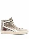 Golden Goose Distressed Calf Leather Panelled Sneakers In Multi