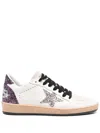 Golden Goose Leather Sneakers With Glitter And Star Patch In Brown