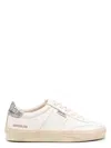 Golden Goose Soul Star Distressed Leather Sneakers With Glittered Heel Tab Shoes In Silver