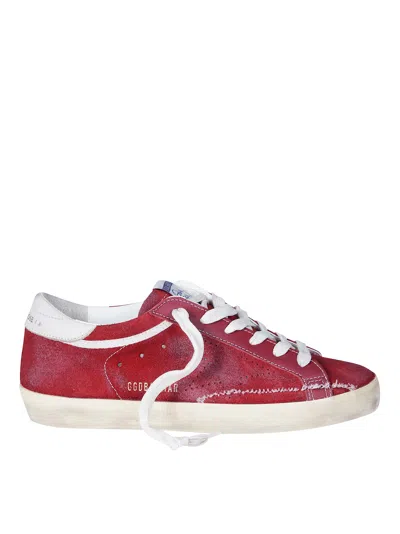 Golden Goose Super-star Suede Upper Toe Tongue Perforated Sneakers In Red