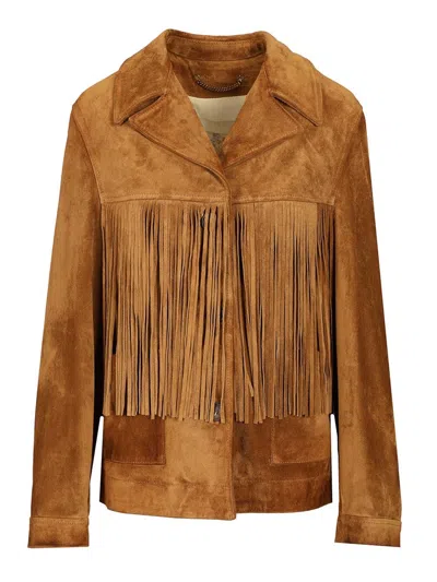 GOLDEN GOOSE GOLDEN GOOSE WOMEN SUEDE JACKET WITH FRINGES