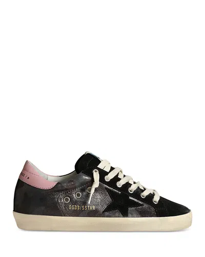 Golden Goose Women's Super-star Almond Toe Laminated Camouflage Sneakers In Dark Grey