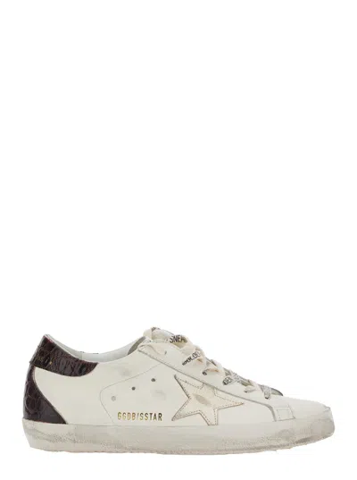 Golden Goose Women Super Star Leather Upper And Toe Laminated Star Cocco Print Heel And Spur In White