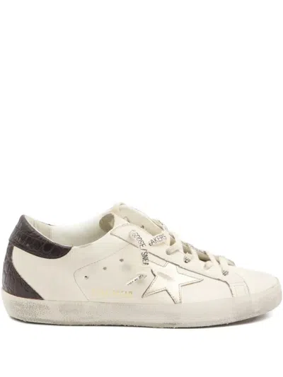 Golden Goose Women "super Star" Leather Upper And Toe Laminated Star Cocco Print Heel And Spur In White