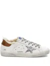 Golden Goose Women "super Star" Leather Upper Glitter Star Tejus Print Leather Heel Shearling Lining In White