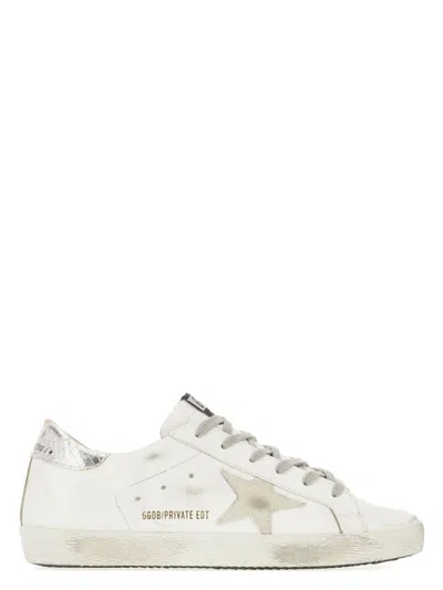 GOLDEN GOOSE WOMEN'S SUPER-STAR LEATHER UPPER SUEDE STAR PIPER PRINT HEEL SNEAKER