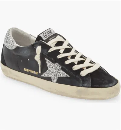 Pre-owned Golden Goose Women's Super-star Low Top Sneaker, Black/silver 4335 - Retail $625