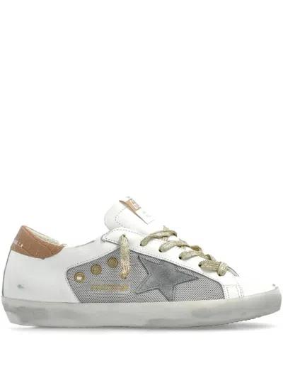 GOLDEN GOOSE GOLDEN GOOSE WOMEN SUPER STAR NET AND LEATHER UPPER SUEDE STAR COCCO PRINTED HEEL