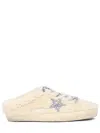 Golden Goose Super-star Sabot Shearling Upper Glitter Star In Silver