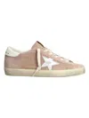 Golden Goose Superstar Suede Embroidered Low-top Sneakers In Pink,silver,white
