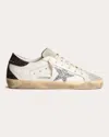 Golden Goose Tie Casual Sports Shoes In White/ice/silver