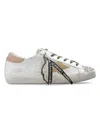 Golden Goose Womens Bio-based Super-star With Platinum Glitter Tongue In White,platinum,yellow