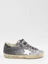 Golden Goose Super-star Classic With List Glitter Upper Toe Tongue And Heel Laminated Star Sneakers Grey In Gray