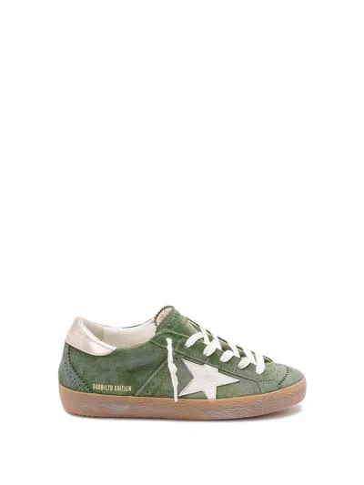 Golden Goose Super Star With Spur And Stich And Down On Quarter Suede Upper Nappa Star Laminated Hee In Green