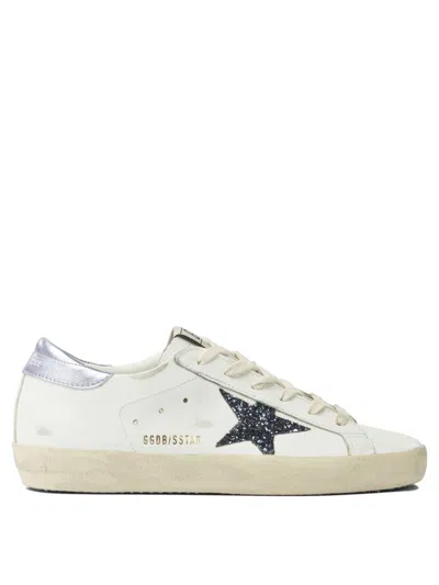 Golden Goose Low-top White Sneakers With Glittery Star And Metallic Heel Tab