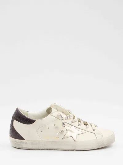 Golden Goose Super Star Leather Upper And Toe Laminated Star Cocco Print Heel And Spur Sneakers Multicolor In White