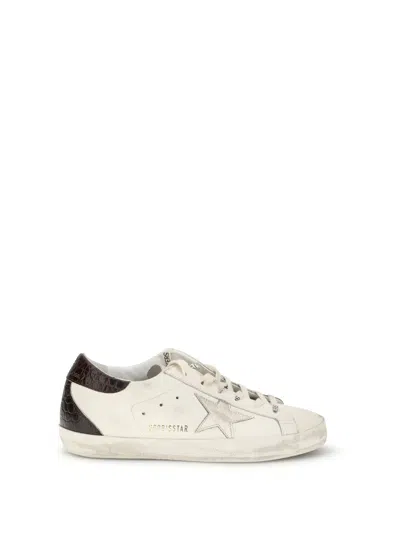Golden Goose White Leather Super Star Classic Sneakers In Animal Print