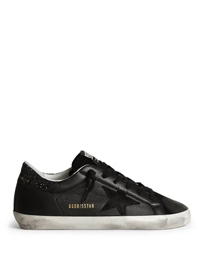 Golden Goose Super Star Leather Sneakers In Black