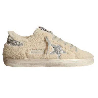 Golden Goose Women's Super-star Shearling Sneaker In Beige/silver In Multi
