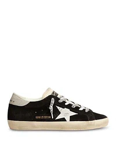 Golden Goose Women's Superstar Suede Low Top Sneakers In Black/white/silver